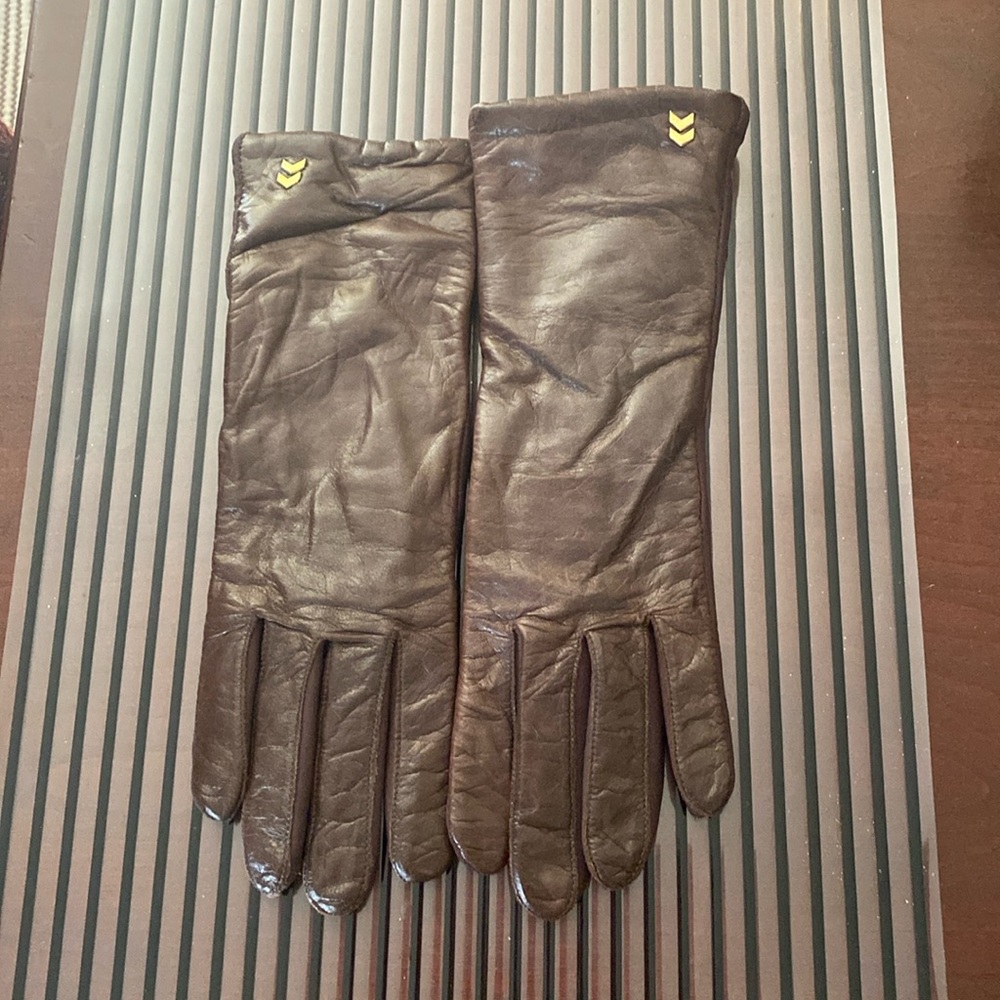 Women’s Brown Leather Gloves. Size 7.